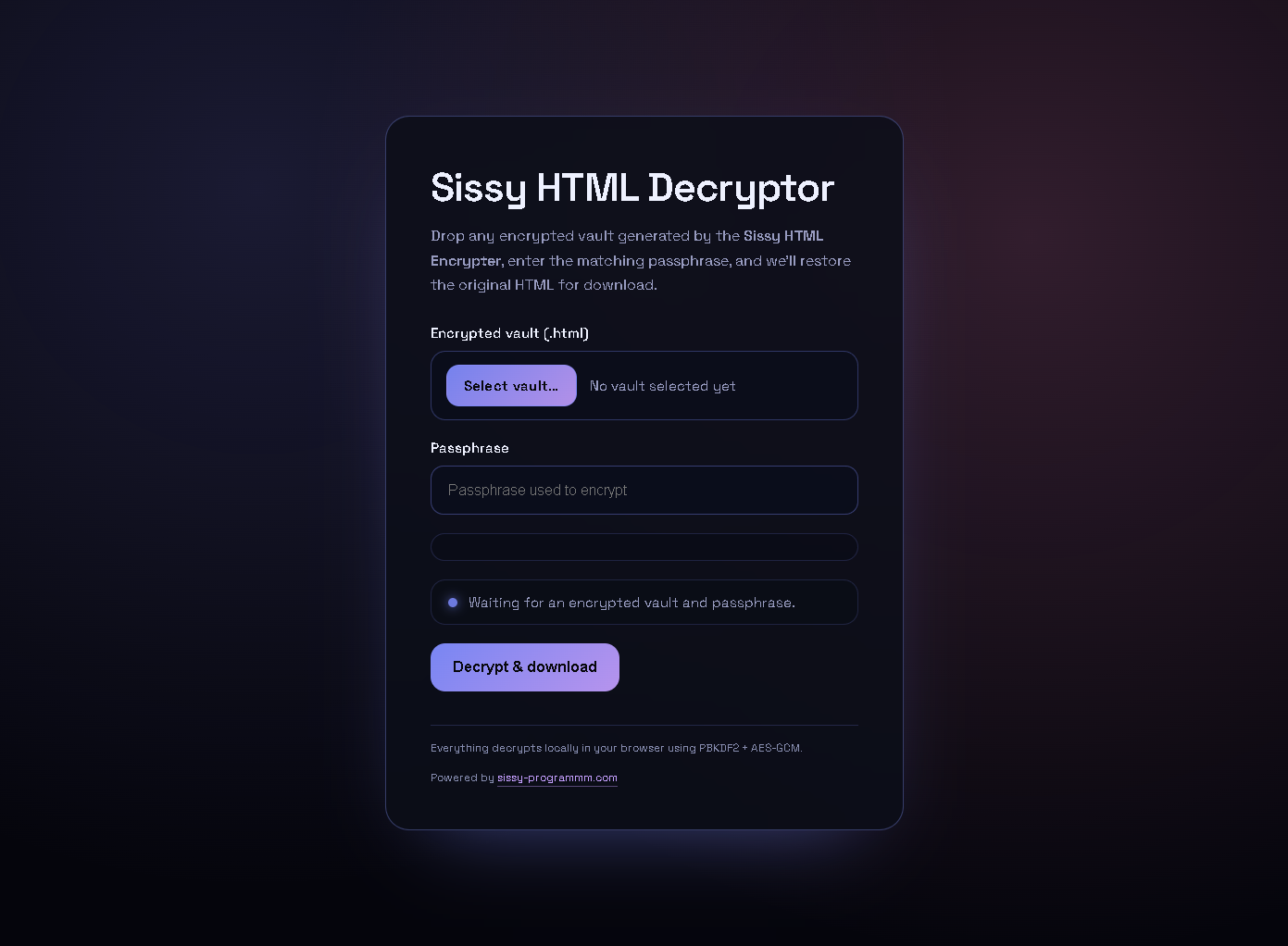 Sissy HTML Encrypter