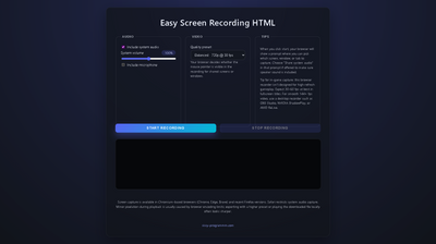 Easy Screen Recording HTML